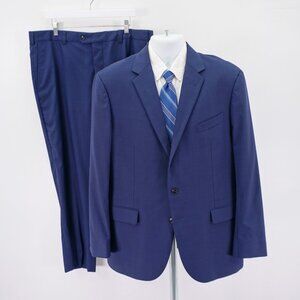 Joseph Abboud Marzotto Super 100s Wool Blue Micor Check 2 Piece Suit 42R 39 / 29